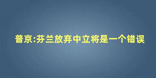 普京:芬兰放弃中立将是一个错误